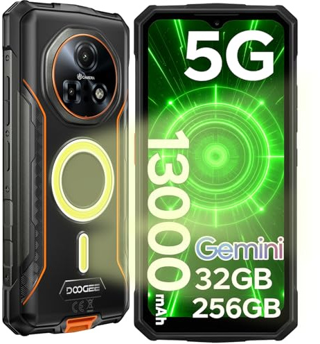 DOOGEE Fire 7 Pro Rugged Smartphone 5G, POC Intercom, 1200LM Dual Camping Lights, 13000mAh/33W, 32GB+256GB Rugged Phone, 64MP+20MP Night Vision, 6.6'' 90Hz, 5G Dual SIM IP68 Waterproof Phone, OTG/NFC
