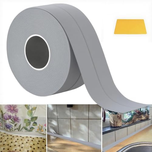 Weichsockelleiste Selbstklebend Grau 3x3cm 6M Sockelleiste Selbstklebende PVC Weichsockelleiste Flexibel Fussleisten Selbstklebend Flexible Knickleiste für Küche Bad Badezimmer