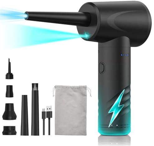 Dépoussiéreur à air comprimé, souffleur d'air avec lumière LED, 3 vitesses jusqu'à 100000 tr/min, dépoussiéreur électrique for PC/clavier
