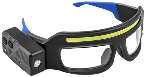 perfeclan Lunettes Frontales LED, Lampe Torche Portable Multifonctionnelle, Lunettes LED Rechargeables avec Capteur de Mouvement, Accessoires pour Course à Pied, Pêche et Randonnée, Jambes Bleues