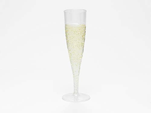 Regalzone ™ 50 x Clear Plastic Champagne Flute Glasses 160ml UK CA Marked at 125ml. Perfect for Weddings, Parties and Outdoor and Indoor Events