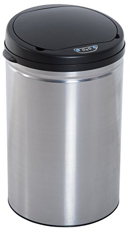 HOMCOM Sensor Mülleimer 30L Automatischer Mülleimer mit Soft-Close-Deckel, Bewegungssensor, Wasserdichter Abfalleimer Müllbehälter Abfallbehälter für Büro, Schlafzimmer, Küchen Schwarz+Silber