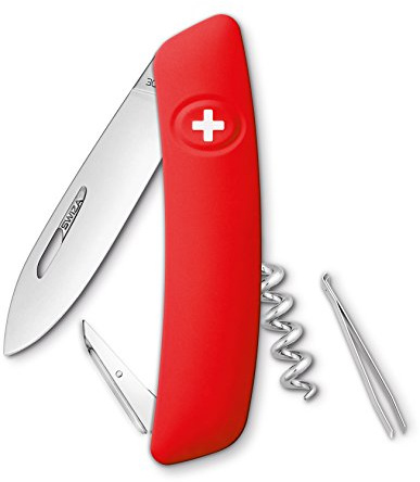 SWIZA Schweizer Messer D01, Stahl 440, Klingensperre, rote Anti-Rutsch-Griffschalen, 6 Funktionen