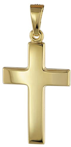 trendor Kreuz Anhänger für Damen und Herren 585 Gold 21 mm 08610 | Damen und Herren Goldanhänger, Kreuzanhänger Echtgold, Gold-Symbolschmuck für Männer und Frauen
