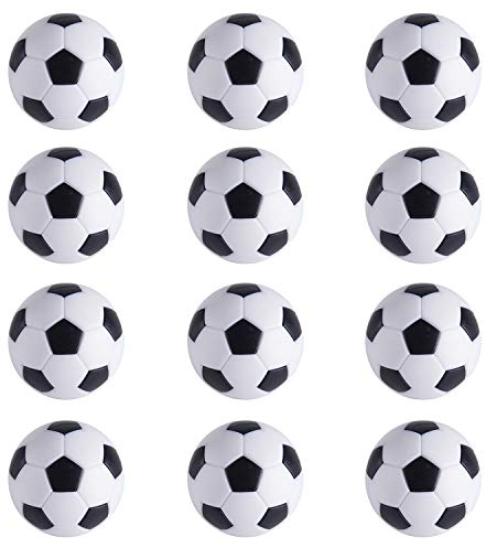RAYNA GAMES 12 Stück Kickerbälle, Reguläre GrößeTischfußball Kickerbälle Tischfußball, 36MM Tischfussball Ersatzbälle für Erwachsene Kinder Fußball Tisch Spiel- Shwarz-Weiß