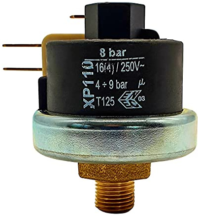 Mater XP110 Interrupteur à pression | 4 à 9 bar réglable | Préréglage 8 bar