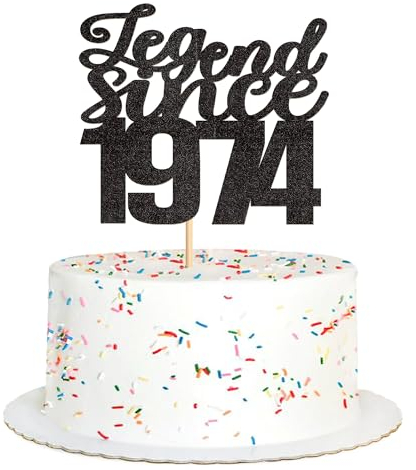 Blumomon 1Pc Legend Since 1974 Cake Topper 50th Birthday Cake Decoration Happy Birthday Cheers to 50 Years for 50th Men and Women Birthday Party Funny 50 and Fabulous Party Decoration Supplies