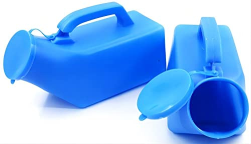 Lot de 2 bouteilles d'urine pour homme - Portable - Avec couvercle - Pour voyage, hôpitaux, urgence et camping