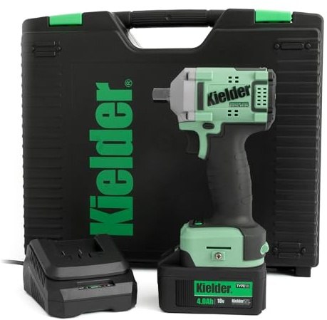 Kielder KWT-040-01 18v Brushless Cordless 1/2 400Nm Ultra Compact Impact Wrench Kit, 1 x 4.0Ah Li-ion TYPE18 Battery, Charger & Case