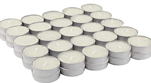 ZOPPER 50 Tea Lights Candle Unscented, Smokeless, Long Burning Tea Lights for Christmas Weddings, Events, Parties & Home Décor