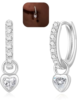 XOEMEL Ohrringe Silber 925 für Damen Creolen Silber 925 Klein mit Zirkonia Ohrringe Herz Hängend Hypoallergen Mini Creolen Gold für Frauen