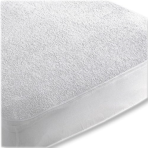 Terry Waterproof Mattress Protector Non-Noisy Anti-Allergy Absorbent Reusable (Small Single)