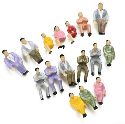Lebensechte sitzende bemalte Modell-Personen-Figuren, 50 Stück, ideal für Szenendekoration, Außenlandschaften, perfekt für Zugmodelle