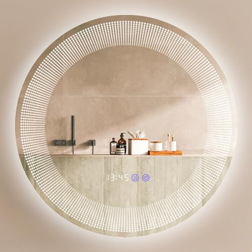 RELAX4LIFE Badspiegel Rund mit Beleuchtung, LED-Spiegel Ø 60cm, Wandspiegel mit 3 Farbtemperaturen & Touch Schalter, Badezimmerspiegel mit Anti-Beschlage