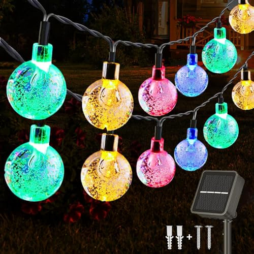 WUBAYI Solar Lights Outdoor Garden,39ft/12m 100pcs LED 8 Modes Solar String Lights Waterproof Powered Decorative for Patio/Garden/Yard/Tree/Home/Party,Coloured