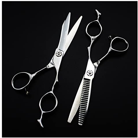 CrEev Schere zum Haarschneiden, 6-Zoll-Silber-Friseurschere, Haarschnitt- und Effilierschere, Friseurschere, Haarschneide-Set (Farbe: 6-Zoll-Set) (6-Zoll-Set B)