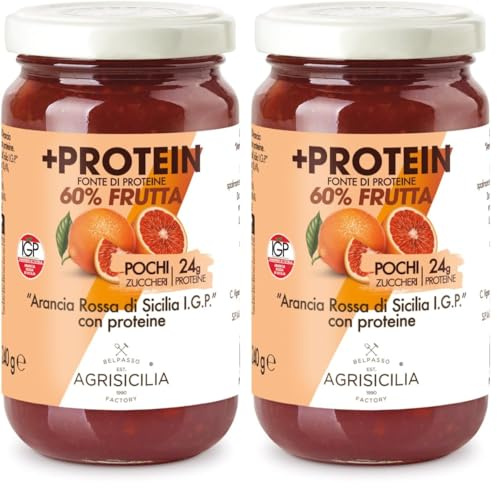 Agrisicilia +Protein Marmellata di Arancia Rossa di Sicilia I.G.P. con Proteine (Confezione da 2)
