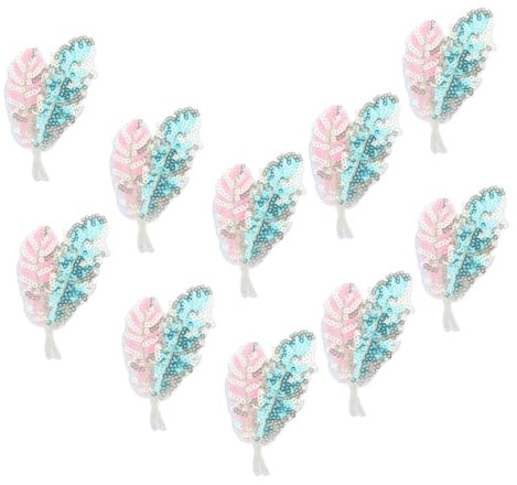 SEWACC 10er-pack Blattförmige Pailletten-aufbügler Verschleißfeste Kompakte Hutaufnäher