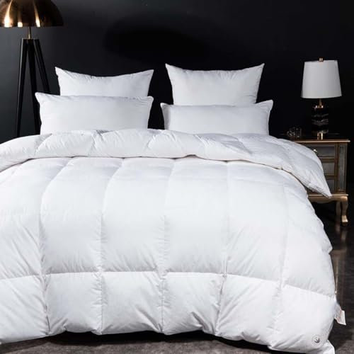 Piumino In Fibra di Piumino D'oca Queen Size - Inserto Piumino Imbottito In Piumino Extra Caldo - Piumino Soffice con Potere di Riempimento 750 - Piumino da Letto In Cotone a 150 Fili,White-200*230cm