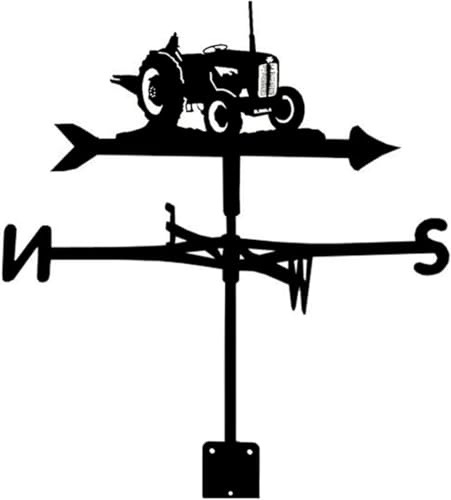 TIECHUINIUB Wetterfahnen Metall Wetterfahne Edelstahl Traktor Ornament Windfahne für Hof Garten Pfahl Windfahne für Hofmesswerkzeug Windrichtungsanzeiger Hofdachhalterung Einfache Verwendung