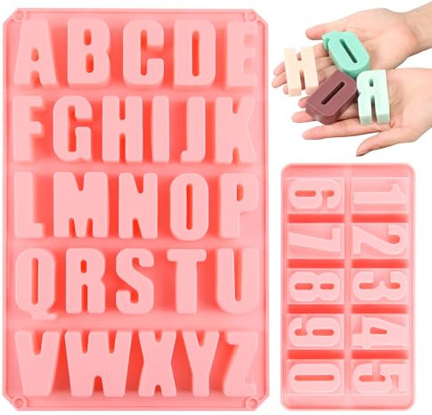 Darryy Schokoladen Silikonform, Silikonform Buchstaben und Silikonform Zahlen, A-Z & 0-9 Alphabet Silikonformen Gießformen Groß, Jeder Buchstabe und Jede Zahl ist ca. 5 x 3 cm Groß