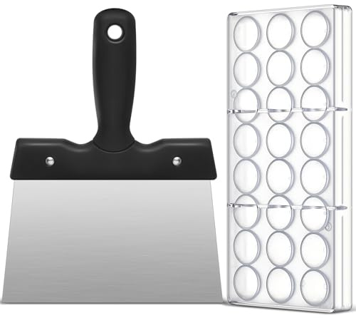 Baderke Polycarbonate Chocolate Molds with Chocolate Scraper Mould Bullet Clear Hard Plastic for Smoothing Cheese Cream Cake Scraper(Bullet)
