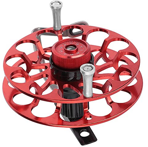Topyond Ruota da Pesca a Vento, Attrezzo da Pesca Mulinello da Pesca Ruota a Vento Multifunzione Portatile Allmetal(Blu) (Rosso)