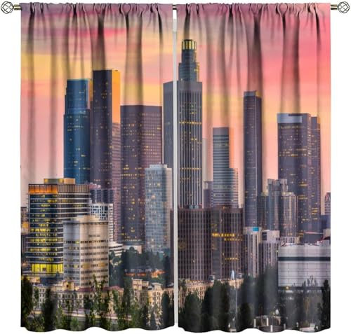 3D Verdunkelungsvorhang Ösen Stadtbild,2Er Set 170X200 cm (B + H) Gardinen Wohnzimmer Gardinen Blickdicht Kinder Vorhänge Schlafzimmer Dekoschals Gardine-807543137