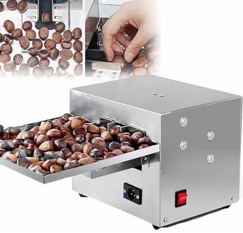 PRMTYUP Máquina Eléctrica para Cascar Castañas, Máquina Comercial para Cascar Castañas De 60 W, Alta Capacidad Y Sin Dañar Las Castañas, para Castañas De Distintos Tamaños,Plata