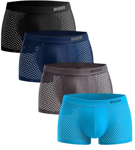 BOXR Underwear Set di 4 boxer in bambù da uomo, ultra morbido, comfort ottimale, S-3XL