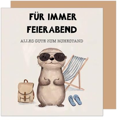 Edition Seidel Premium quadratische Glückwunschkarte zum Ruhestand mit Umschlag. Grußkarte Karte mit Spruch für Frau Mann Kollegin Kollege Pension Abschied lustig (RQ108 SW025)