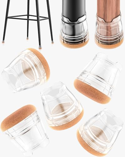 24 Pezzi Gommini per Sedie Silicone,Trasparente Tappi Sedie per Gambe Mobili, Proteggi Pavimento da Graffi e Rumori, Feltrini per Legno, Parquet, Piastrelle (XS Fit 15-20mm)