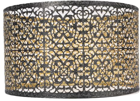 Cylindre en Fer à Lampadaire Hollow Out Modern Decorative Lampe Décorative en Noir et or fabriqué à Partir de Fer Premium Fits E27 ou E14 for Table Floor Plafond Pendant des