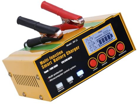 Mikinona Chargeur de Batterie Automatique pour Chargeur Pratique avec Affichage LED et Protection Intelligente Adapté pour Batteries Agm