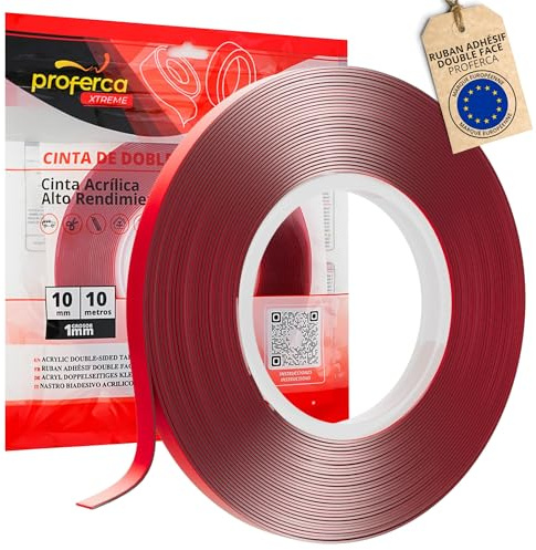 proferca Doppelseitiges Klebeband Extra Stark Xtreme 10mm x 10 Meter | Transparentes Nano Tape für Innen & Außen | Klebeband Doppelseitig Extra Stark