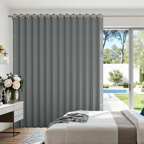 HMYI Vertical Shdes & Blinds, Room Divider, Door Shade, Blinds for Sliding Glass Doors, Temporary Wall, Closet Curtain, Room Door, 1 Panel, W100 x L96, Grey