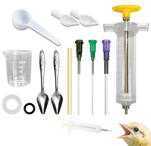 Baby Bird Feeding Syringe Set, Small Pet Parrot Feeder Hand Feeding Tubes Kit, Parrot Feeder Tubes Measuring Tools, for Baby Birds Small Pet