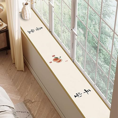 WhamtL Alfombrilla de Ventana Almohadilla Fina para Alféizar de Ventana con Base Antideslizante, Tapete Antipolvo para Alféizar de Ventana de Balcón o Cocina(Style B,80x35cm(31x14in))
