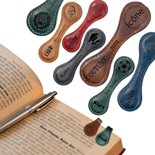 Marque Page Magnétique Personnalisé avec Icônes de Texte et de Nom Gravables Disponible Dans Différents Styles Cadeau Pour Femmes Hommes Amoureux Des Livres (Bandes magnétiques)