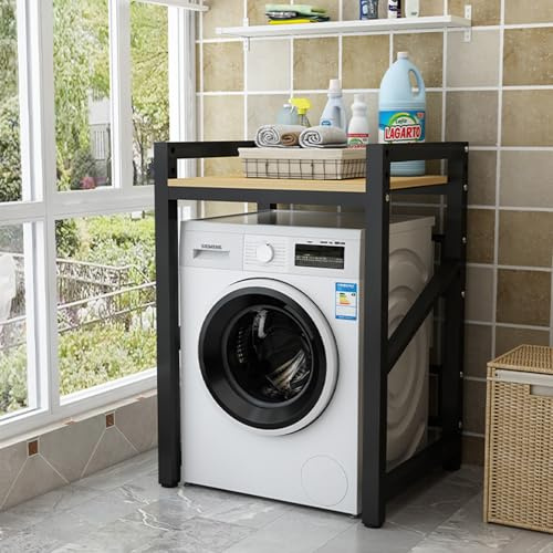 Scaffale per Incolonnamento Lavatrice e Asciugatrice con 3 Altezze Regolabili, Supporto Lavatrice Asciugatrice, Capacità di Carico 300KG per Bagno, Balcone, 65 * 55 * 105 CM