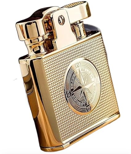 Dieses luxuriöse Benzin Feuerzeug in Gold ist aus Metall gefertigt, Winddicht und verfügt über eine verstellbare Flamme. Sein moderner Stil Macht es zu einem wunderbaren und tollen Geschenk