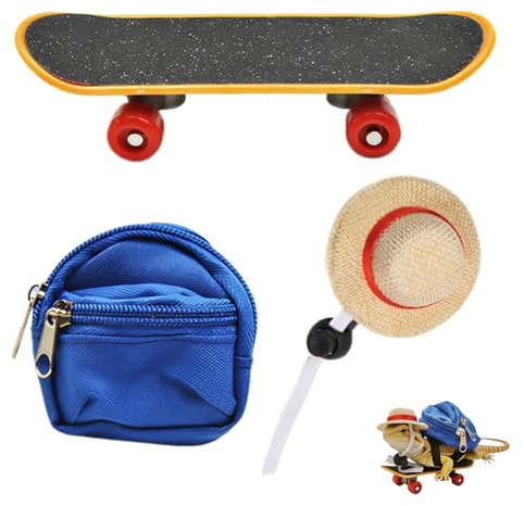 Ryggsäck För Skäggagam 3 Delar Justerbar Liten Ödla Skateboard