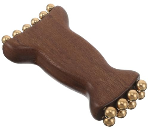 NOLITOY Strumento per Massaggio in Legno Perle Dorate, Massaggiatore per Viso e Collo Funzione di Rilassamento Muscolare e Modellamento, Dispositivo per Massaggio Facciale e Capelluto