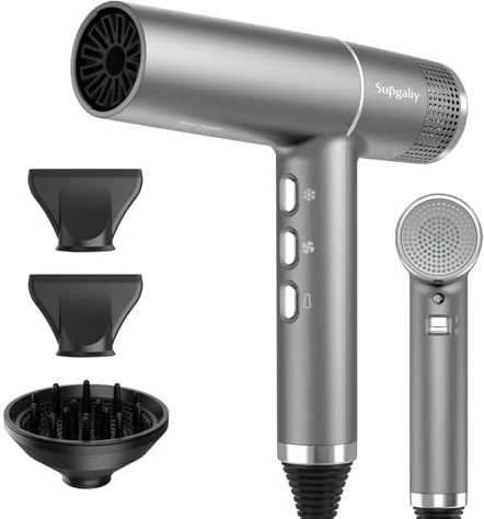Supgaliy Ionic Hair Dryer 2000W High-Speed Fast Drying, 268g Lightweight | 110,000 RPM Brushless Motor, Low Noise, Travel Hairdryer with Diffuser & Concentrator, UK Plug, for women Family Salon Gift