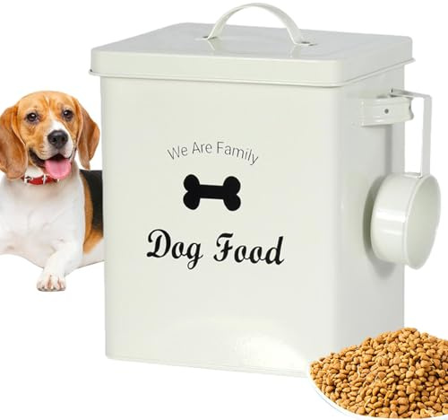 Contenitore ermetico per cibo animali – Serbatoio conservazione mangime | Secchio metallico portatile per cane | Adatto a crocchette, compresse, detersivo – anti-umidità, ampia capacità 3L, maniglia