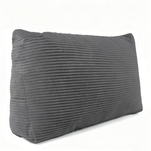 DBAATTZ Ryggkudde, manchester, kilkudde 70 x 40 x 20 cm, ryggkudde, manchesterlook, ryggstoppning för väggen, läskudde för säng och soffa, säng, mörkgrå