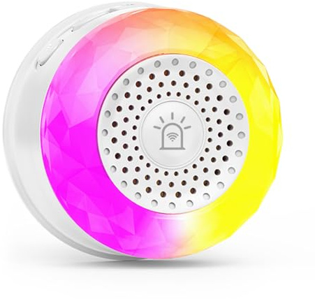 Introti Wifi Sound and Light Alarm Sensor App Remote Control Plug-in Home Alarm 105dB Sounder Voice Broadcast Alarm for Vibration CO VOC PIR for Kids Garage Office (White US)