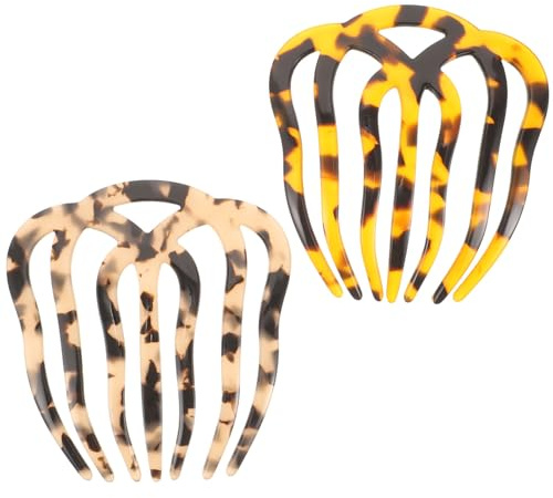 Peines de Peinado Vintage para Mujer, 2 Piezas Estilo Retro | Acetato Resistente, Diseño Elegante de 7 Dientes, Adecuado para Bodas y Eventos Formales
