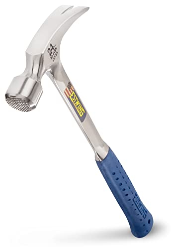 Estwing E3/24SM 24oz Straight Claw Framing Hammer, Milled Face, Shock Reduction Grip