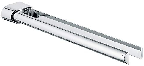 KEUCO Elegance Handtuchhalter zweiarmig, schwenkbar, 45 cm, Metall verchromt, Made in Germany, inkl. Schrauben und Dübel, Handtuchstange zum Bohren